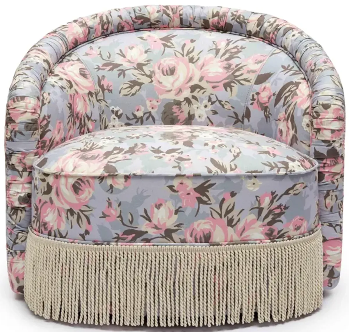 Pamela Spring Floral Print Tasseled Lounge Chair