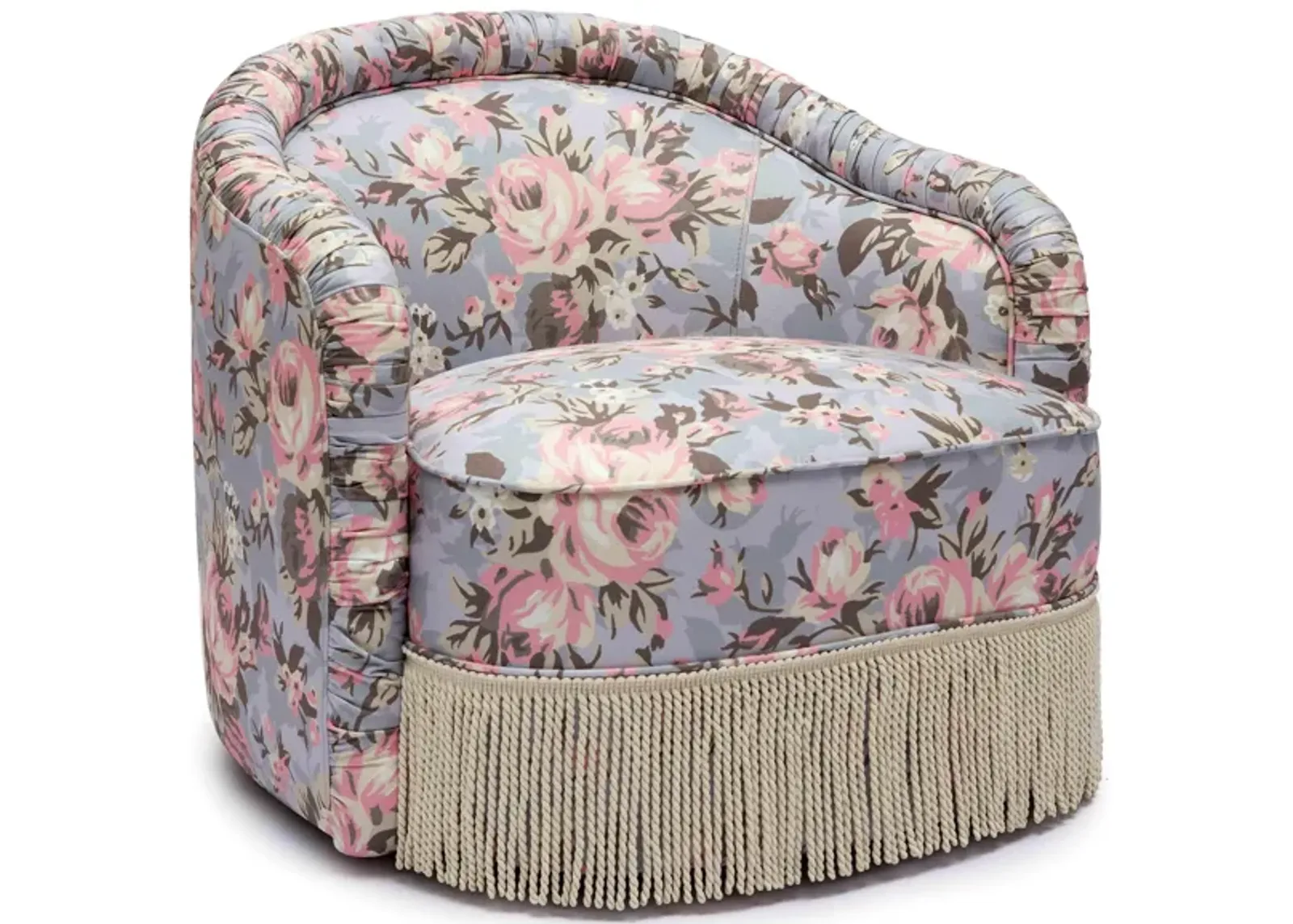 Pamela Spring Floral Print Tasseled Lounge Chair