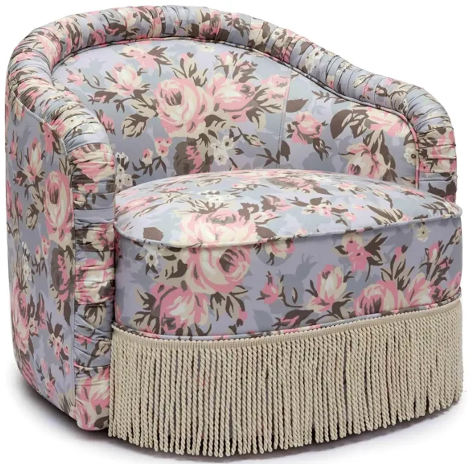 Pamela Spring Floral Print Tasseled Lounge Chair