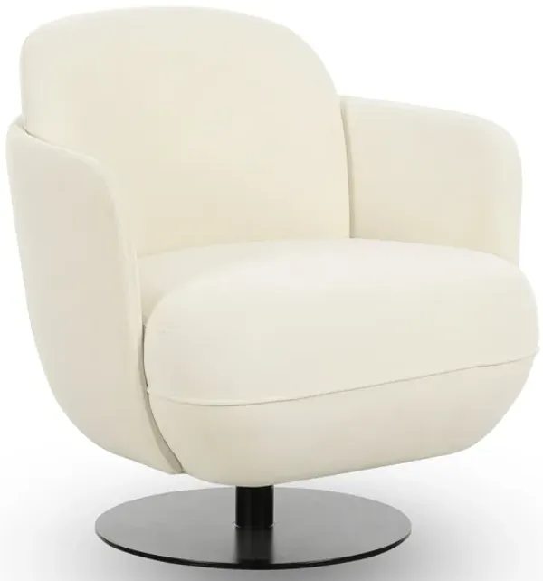 Solange Cream Velvet Swivel Chair