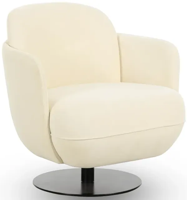 Solange Cream Velvet Swivel Chair