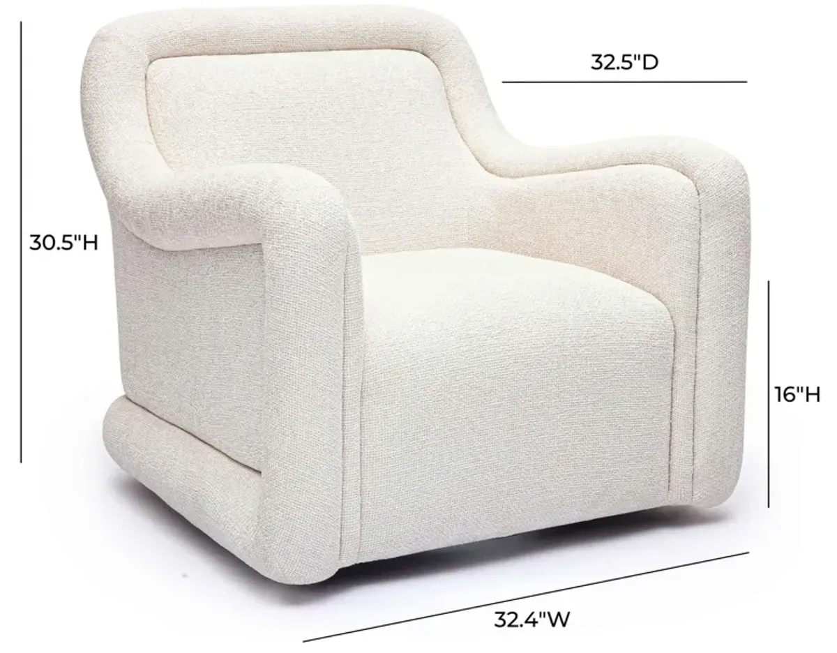 Charli Cream Basketweave Chenille Swivel Chair