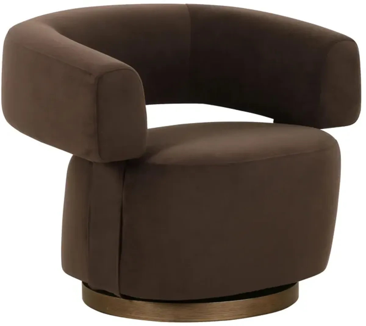River Chocolate Brown Performance Velvet Swivel Accent Chair