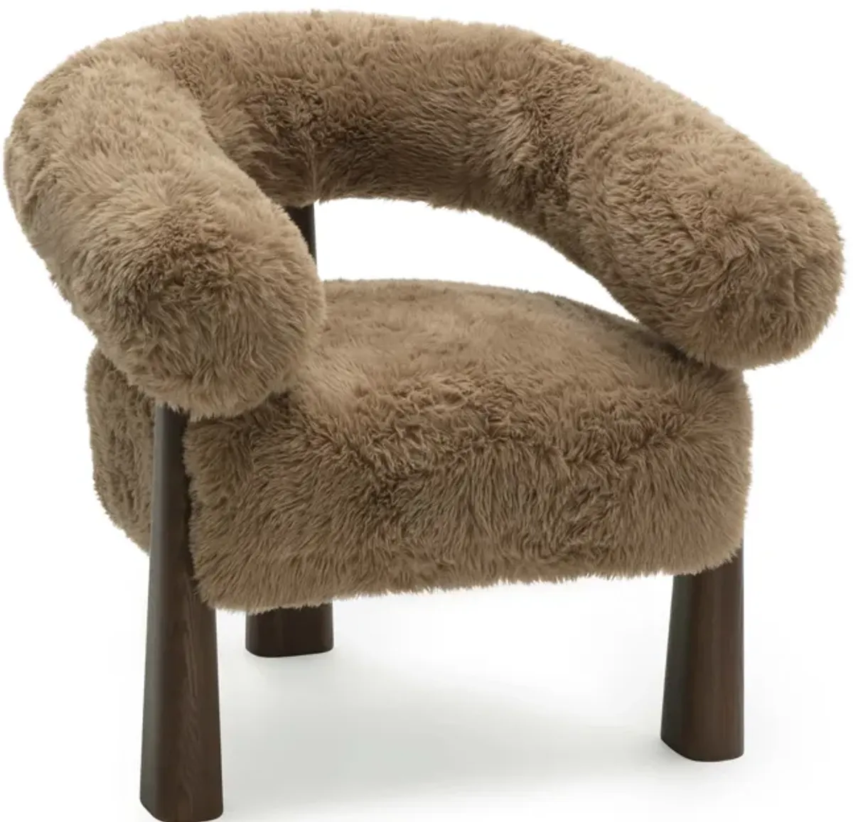 Spara Taupe Straight Vegan Shearling Accent Chair
