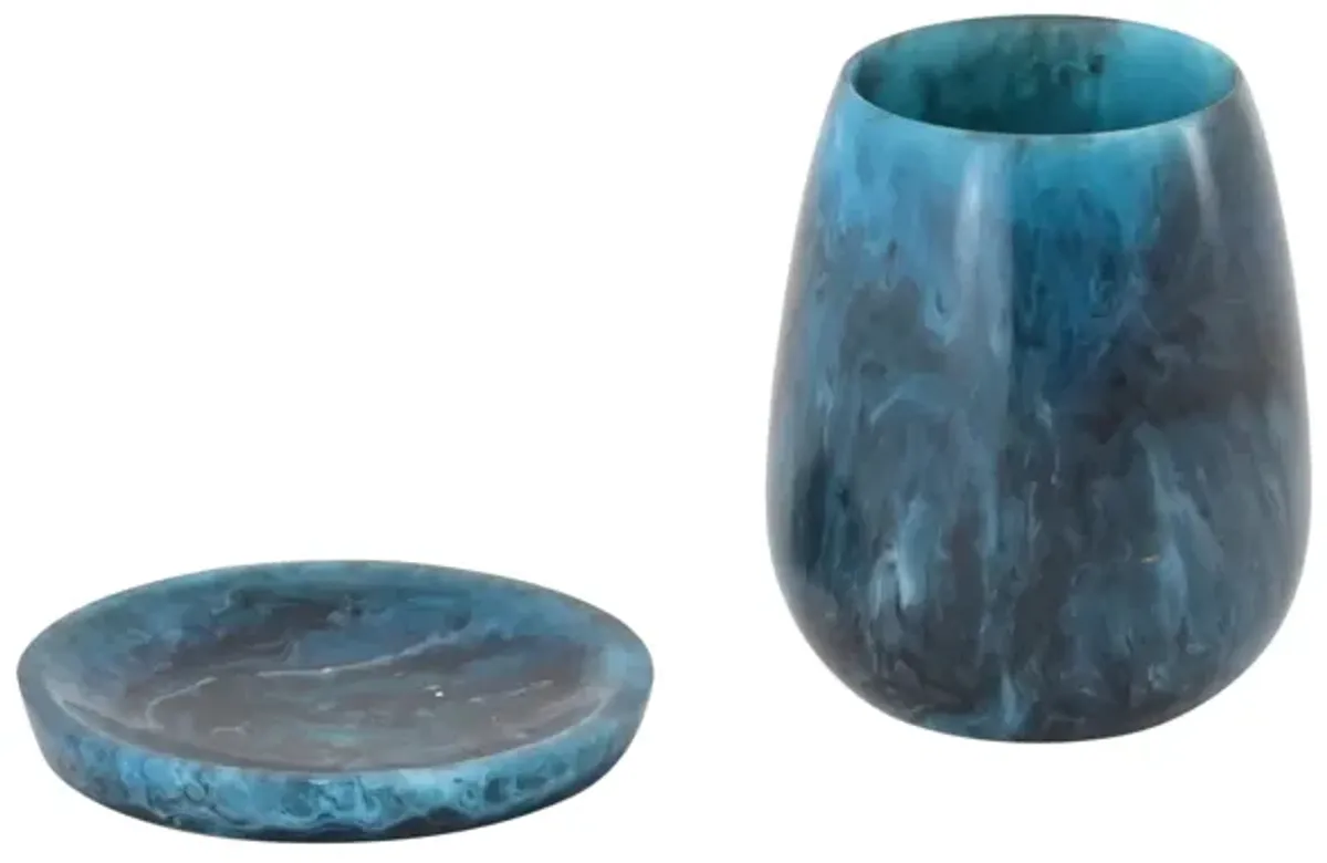 Rounded Blue Swirl Resin Kiddush Cup