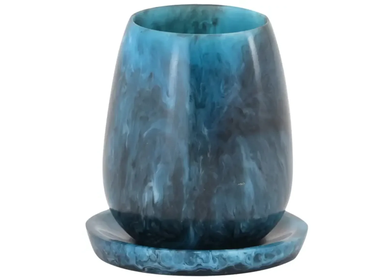 Rounded Blue Swirl Resin Kiddush Cup