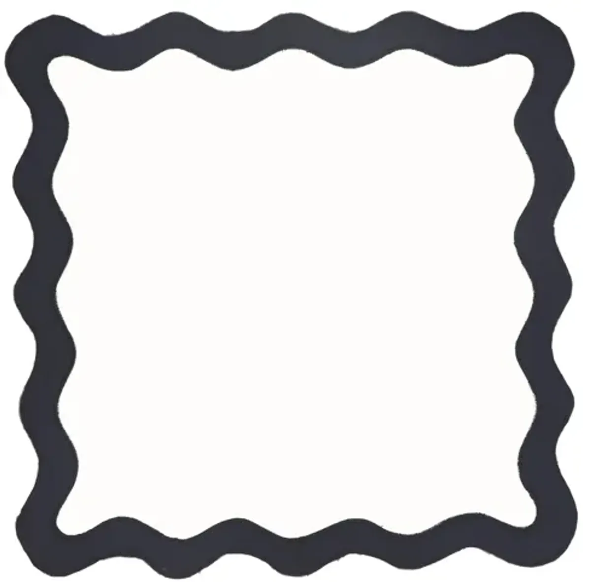 Scalloped Edge Black and White Cotton Placemat - Set of 4