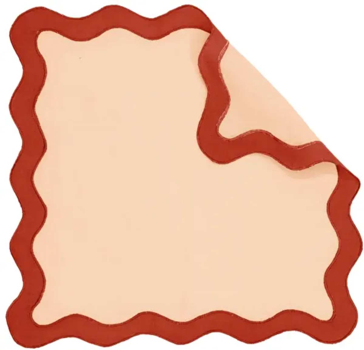 Scalloped Edge Rust and Orange Cotton Placemat - Set of 4