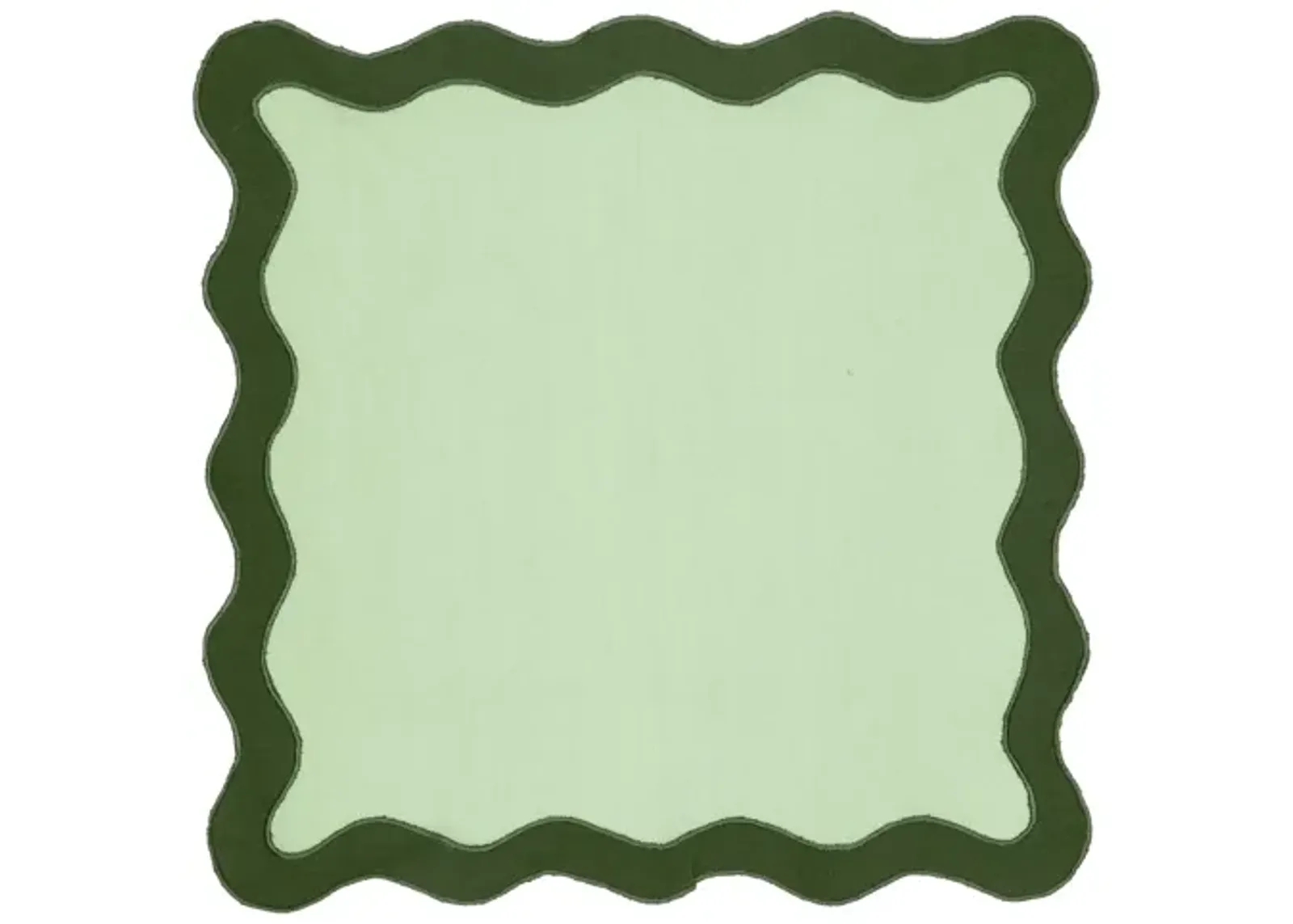 Scalloped Edge Olive Green Cotton Placemat - Set of 4