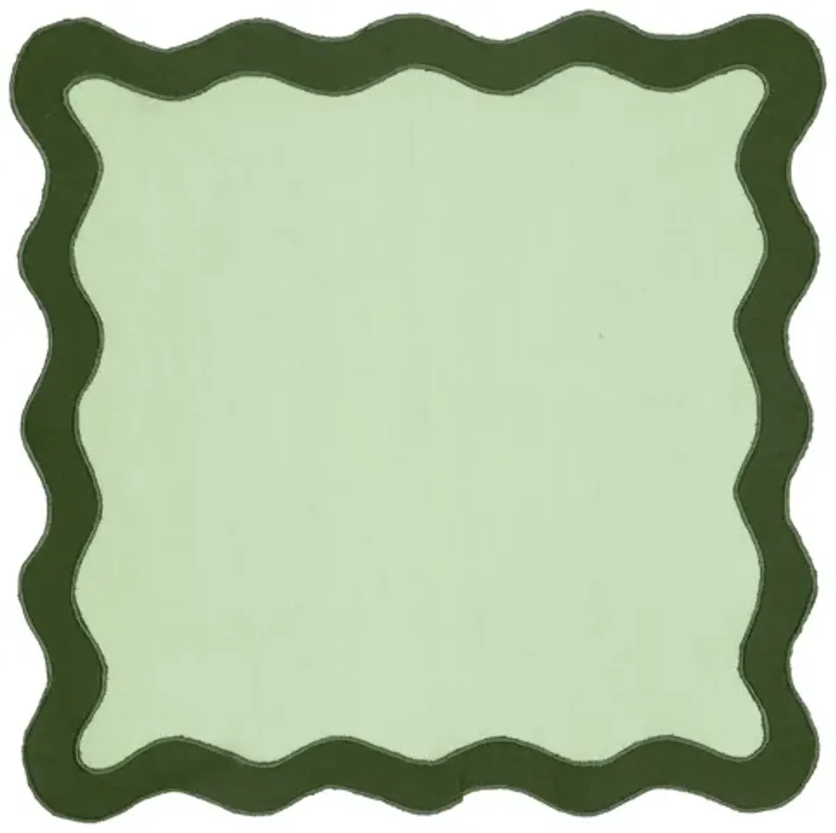 Scalloped Edge Olive Green Cotton Placemat - Set of 4