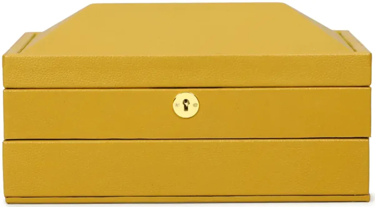 Knox Mustard Yellow Vegan Leather Designer Jewelry Box