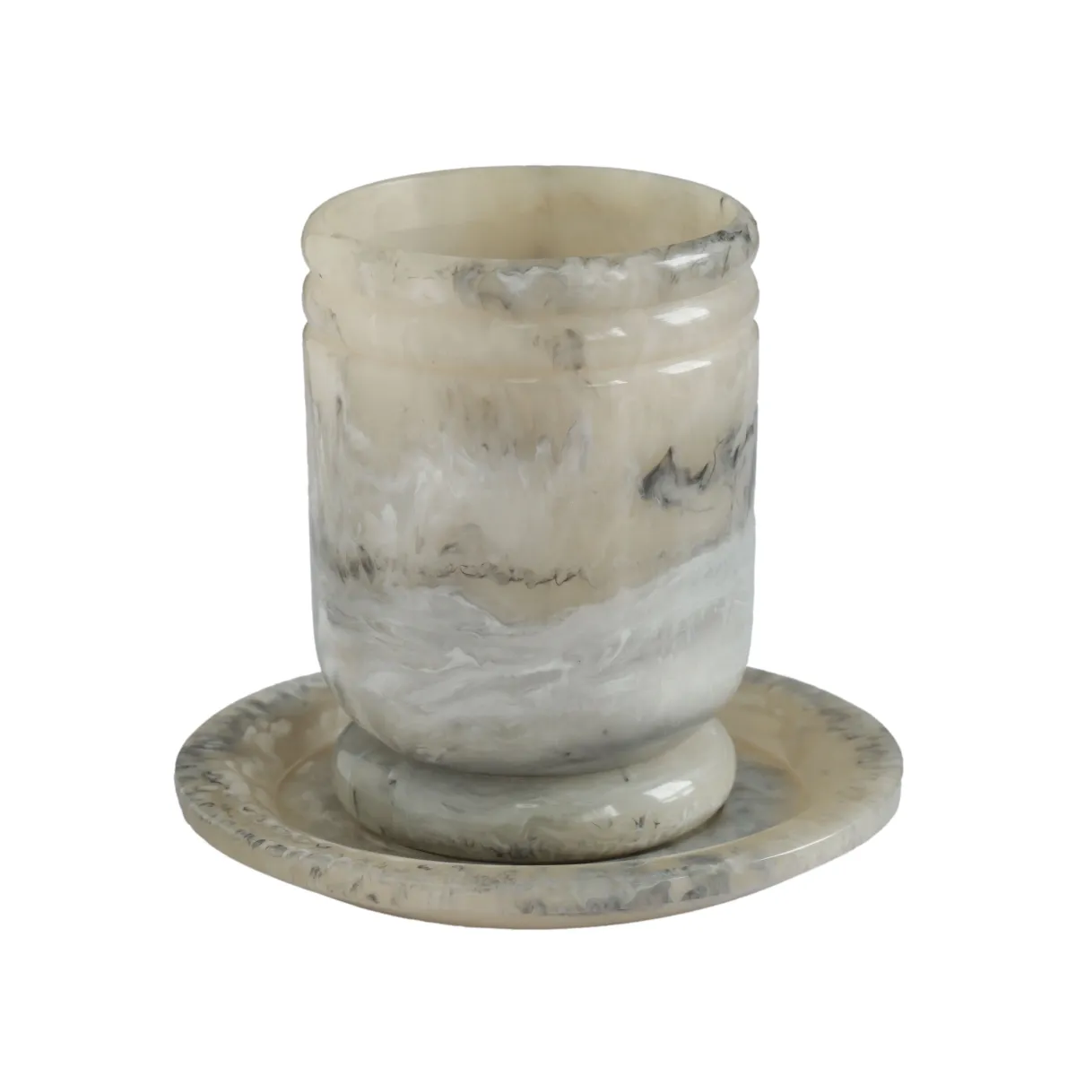 Channeled Tan Swirl Resin Kiddush Cup