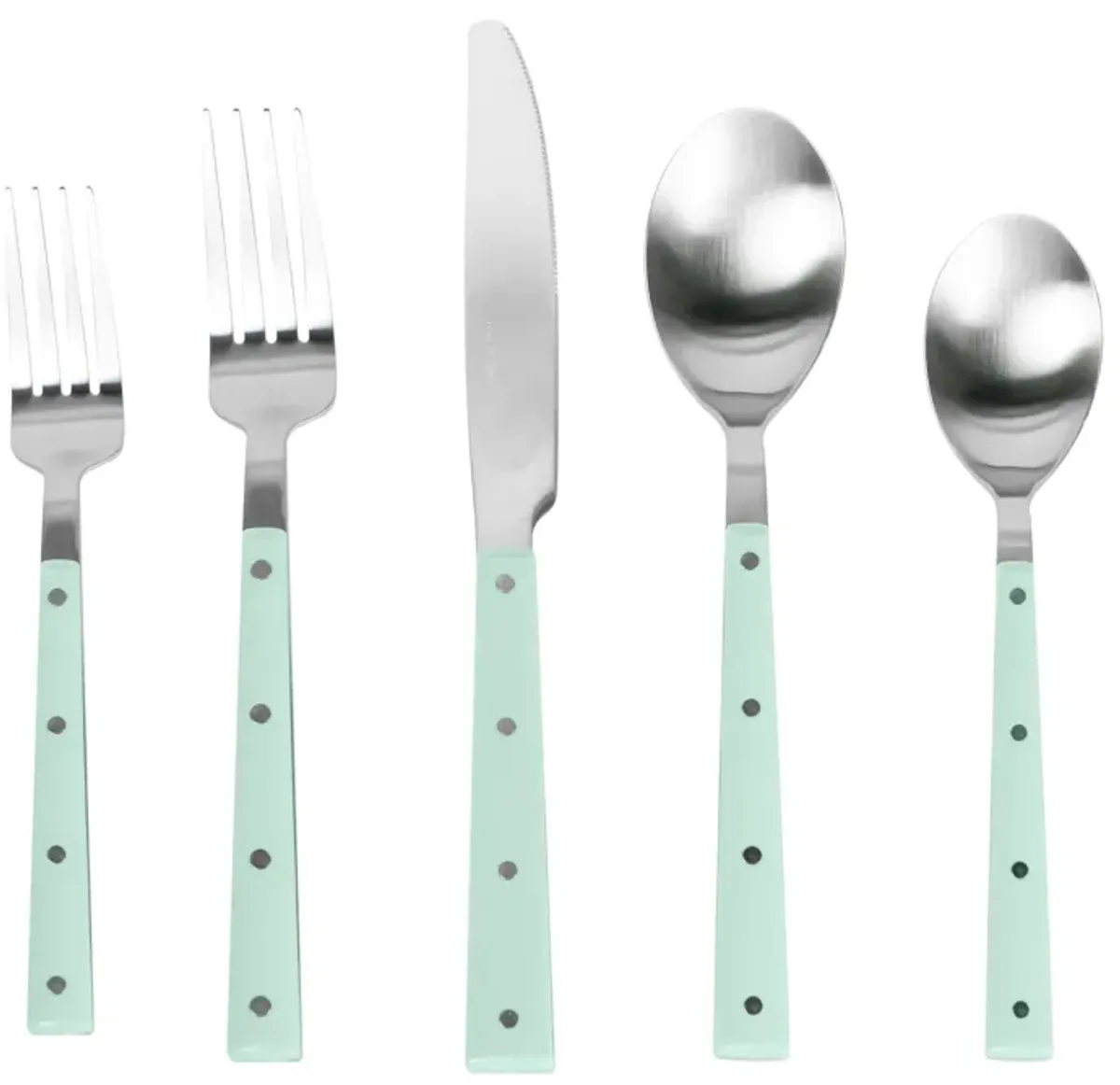 Soline Mint and Stainless Steel Flatware - Set of 5 Pieces - Service for 1