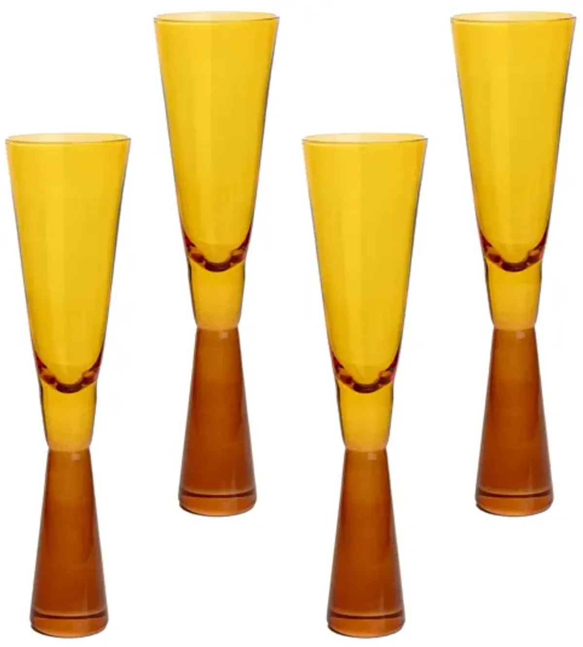 Flute Amber Champagne Glasses - Set of 4