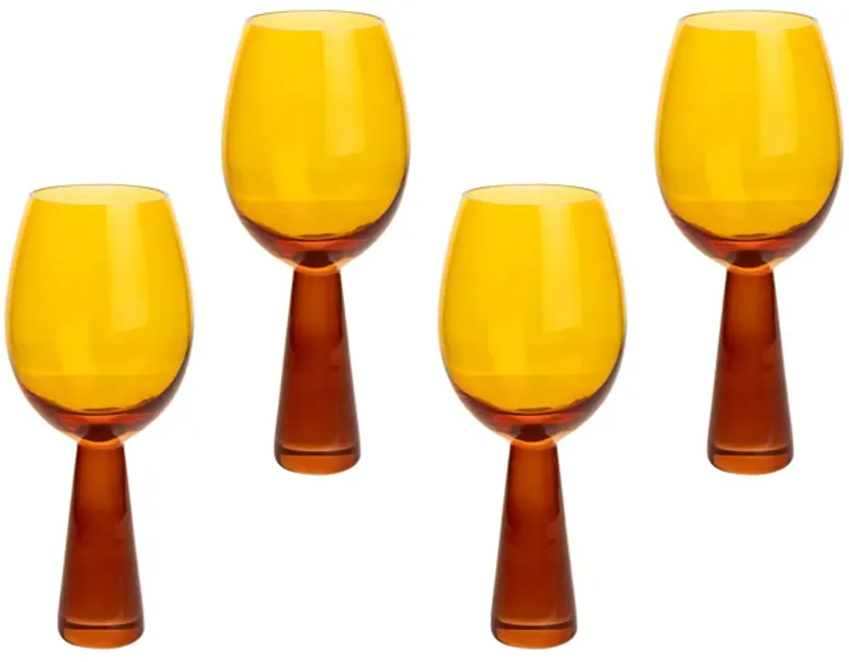 Rose Amber Wine Glasses - Set of 4