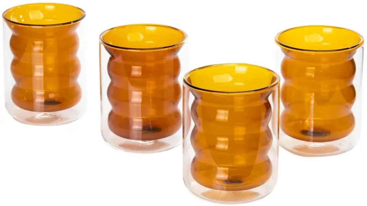 Waves Amber Water Glass - Set of 4