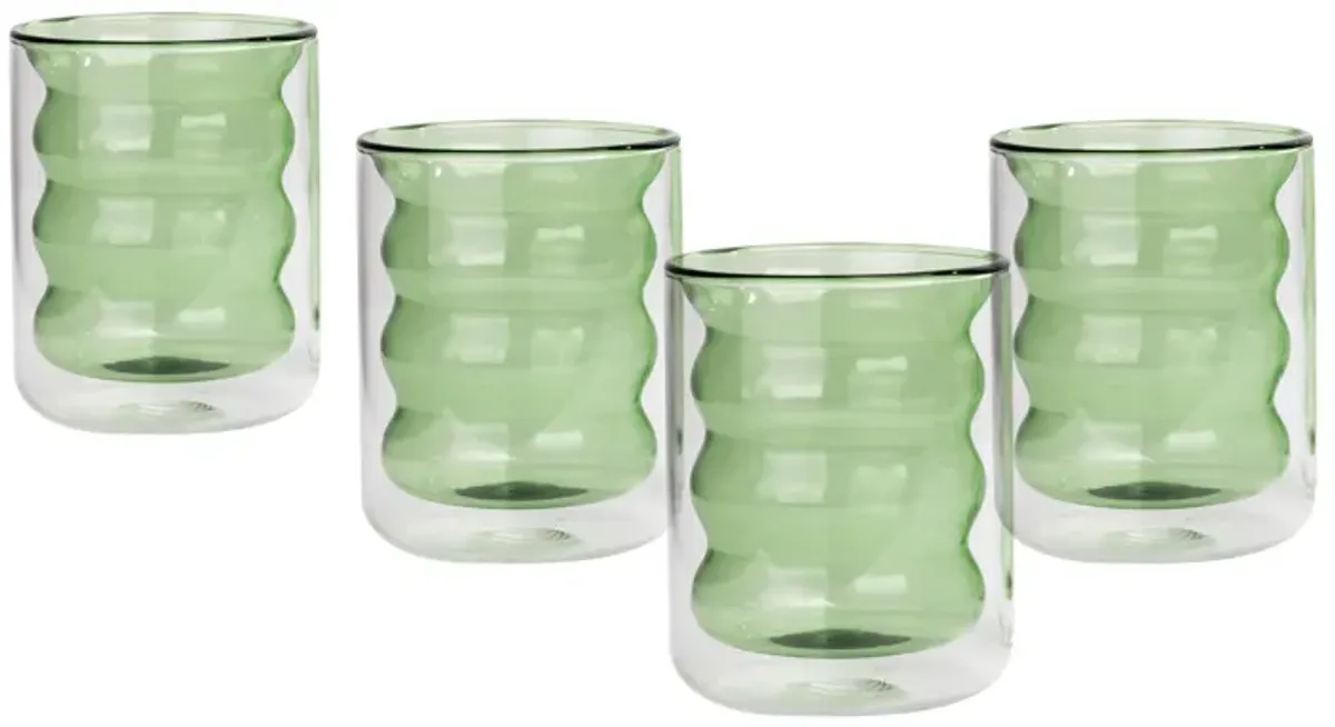 Waves Green Water Glass - Set of 4