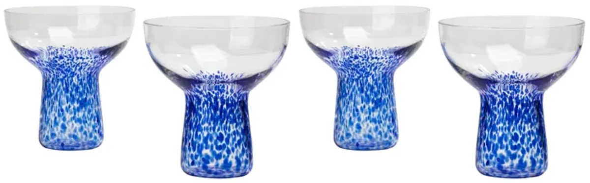 Dottie Blue Dots Handblown Cocktail Glass - Set of 4