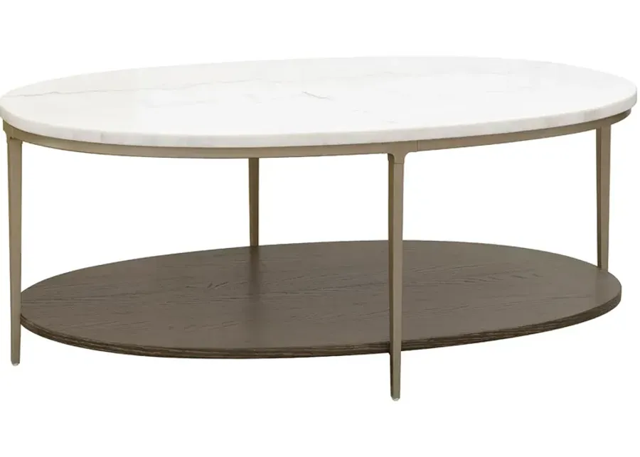 Drew & Jonathan Boulevard Stone Top Oval Cocktail Table