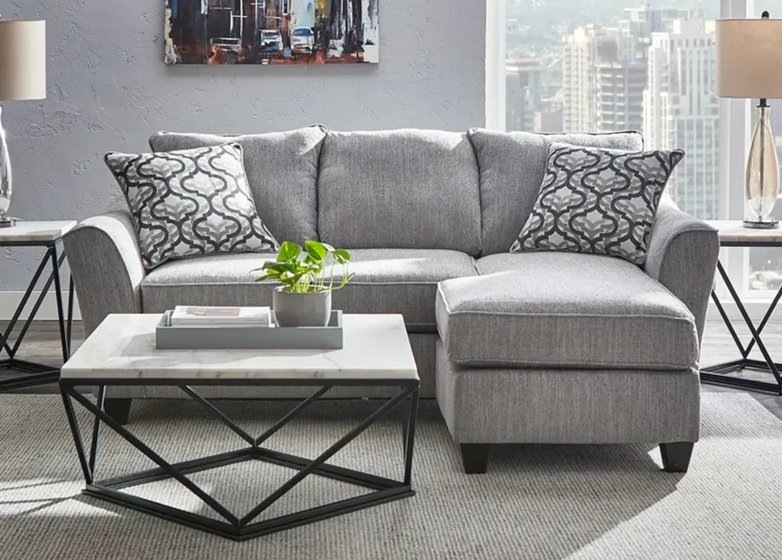 Dante Light Gray Sofa W/ Reversible Chaise