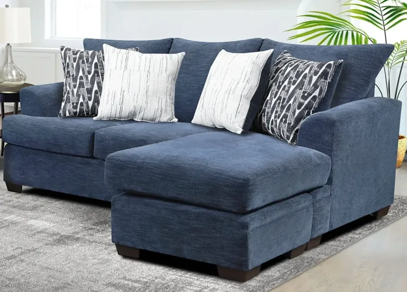 Emilia Blue Sofa W/ Reversible Chaise