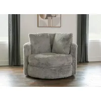 Codie Dark Gray Faux-Fur Swivel Chair