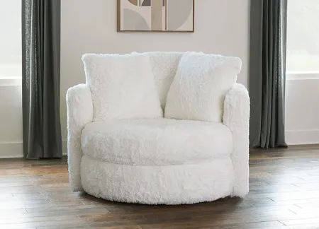 Codie White Faux-Fur Swivel Chair