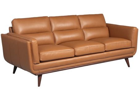 Savita Brown Leather Sofa