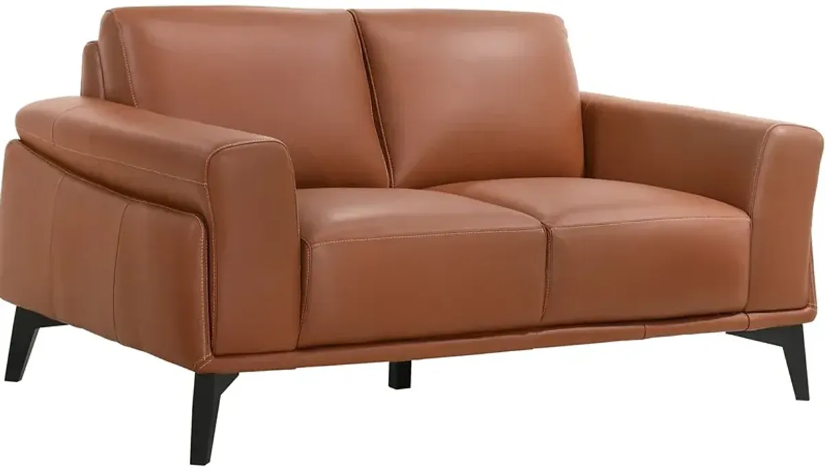 Arezzo Terracotta Leather Loveseat