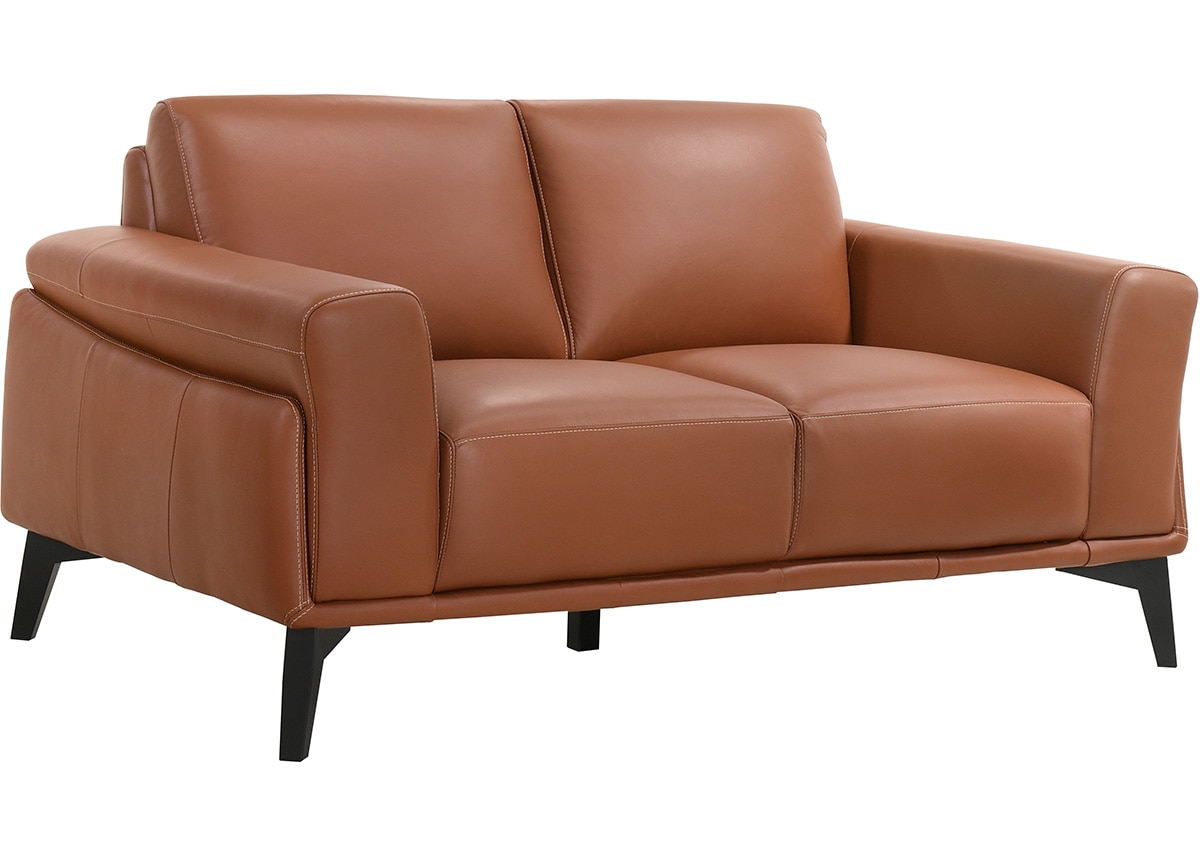 Arezzo Terracotta Leather Loveseat