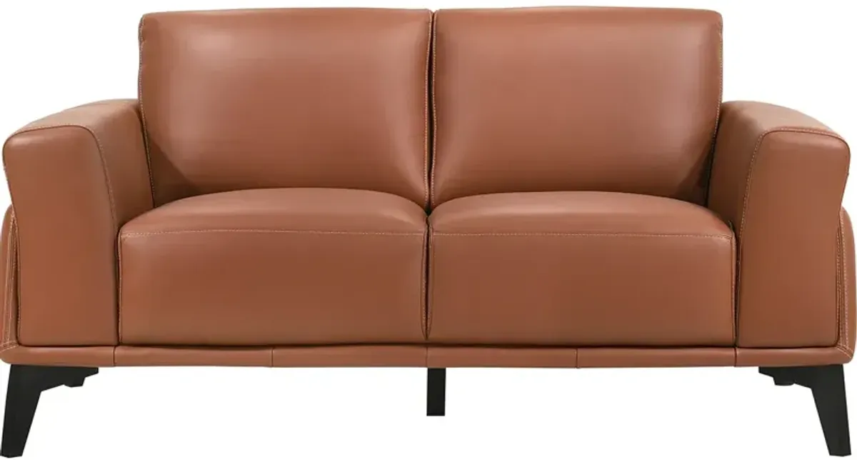 Arezzo Terracotta Leather Loveseat