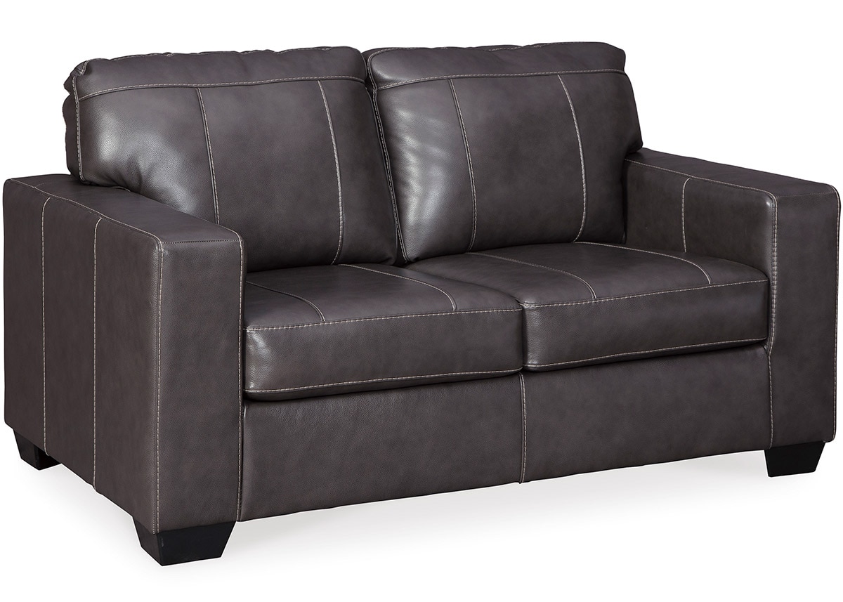 Harland Gray Leather Loveseat