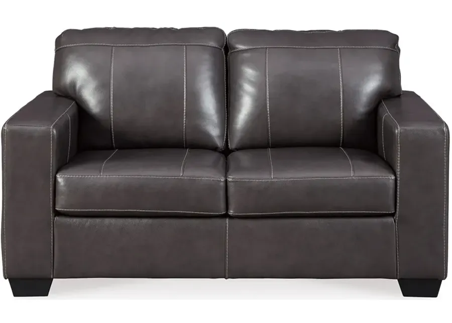 Harland Gray Leather Loveseat