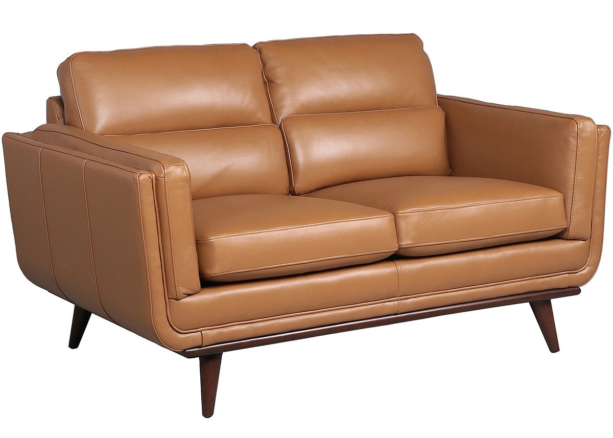 Savita Brown Leather Loveseat