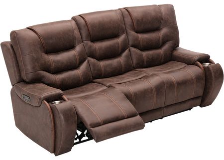 Baxter II Brown Power Reclining Sofa W/ Power Headrests