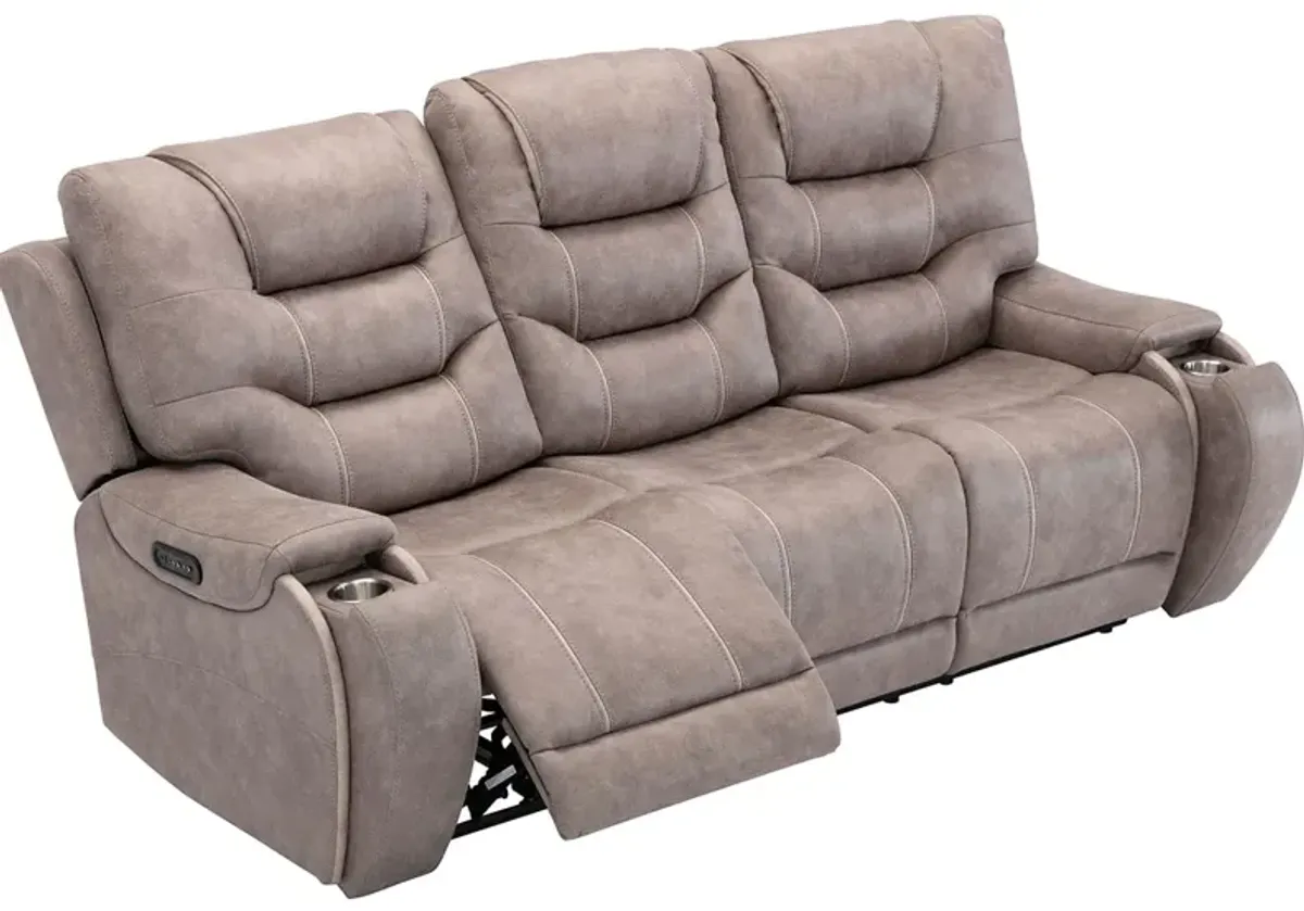 Baxter II Gray Power Reclining Sofa W/ Power Headrests