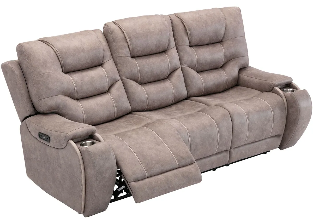 Baxter II Gray Power Reclining Sofa W/ Power Headrests