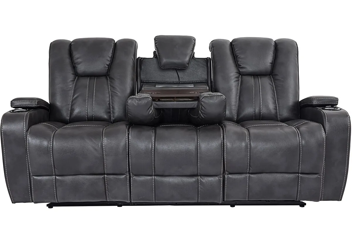 Gemini Gray Power Reclining Sofa W/ Power Headrests