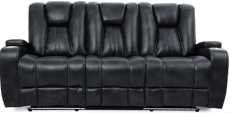 Gemini Black Power Reclining Sofa W/ Power Headrests