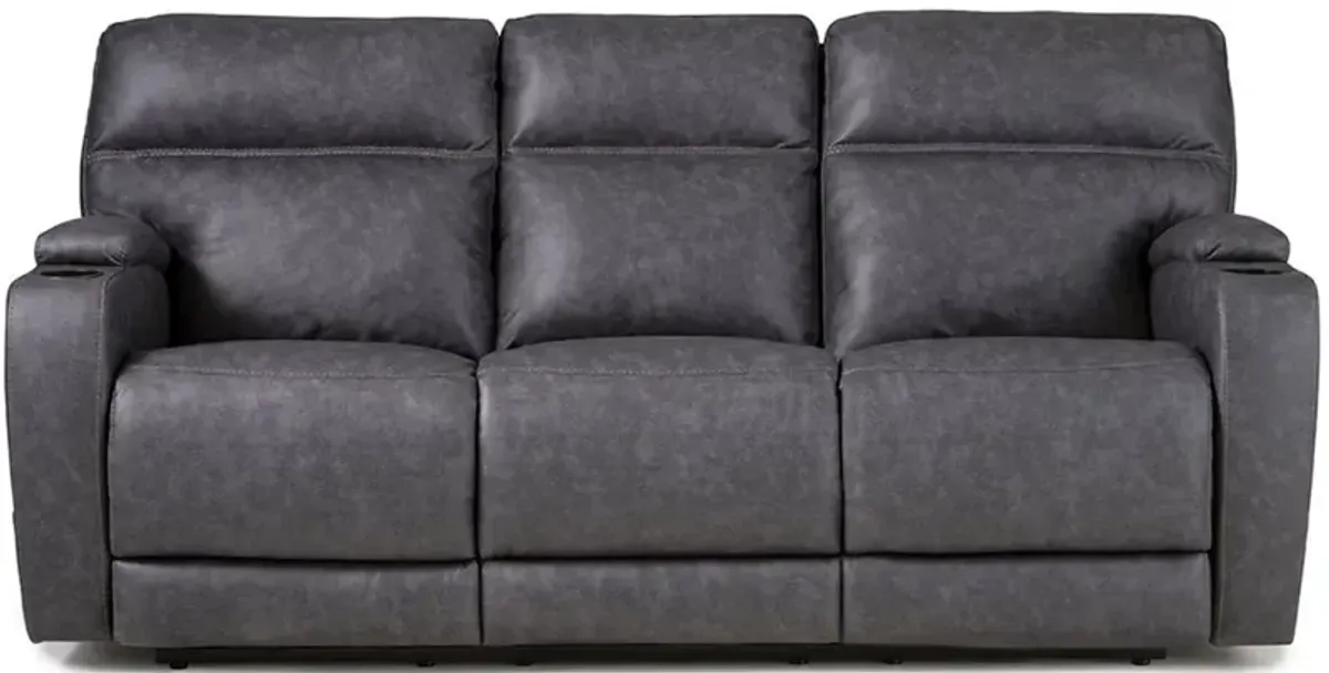 Balin Charcoal Power Reclining Sofa W/ Power Headrests & Lumbar Support