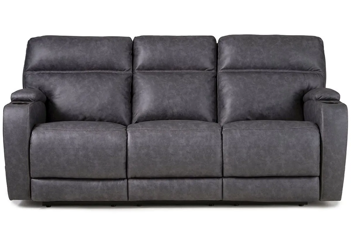 Balin Charcoal Power Reclining Sofa W/ Power Headrests & Lumbar Support