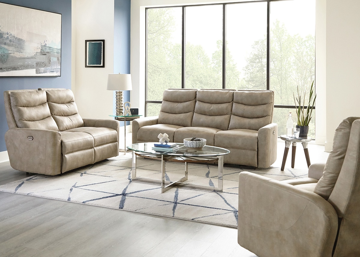 Schroder Beige Reclining Sofa