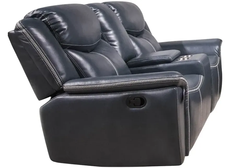 Audra Blue Power Reclining Console Loveseat