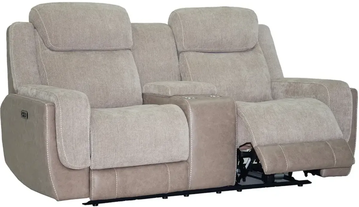 Devon Tan Zero Gravity Power Reclining Console Loveseat W/ Power Headrests