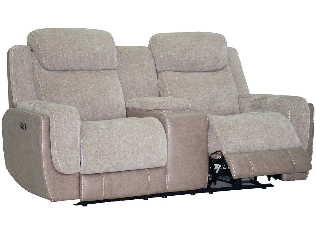 Devon Tan Zero Gravity Power Reclining Console Loveseat W/ Power Headrests