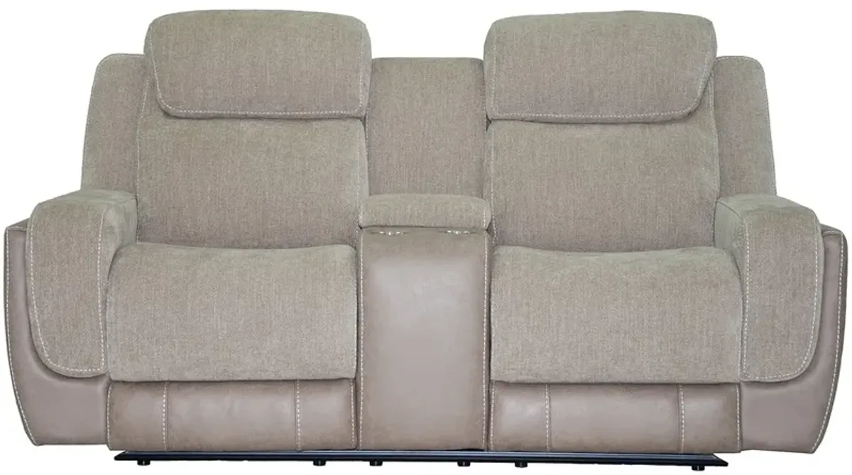 Devon Tan Zero Gravity Power Reclining Console Loveseat W/ Power Headrests