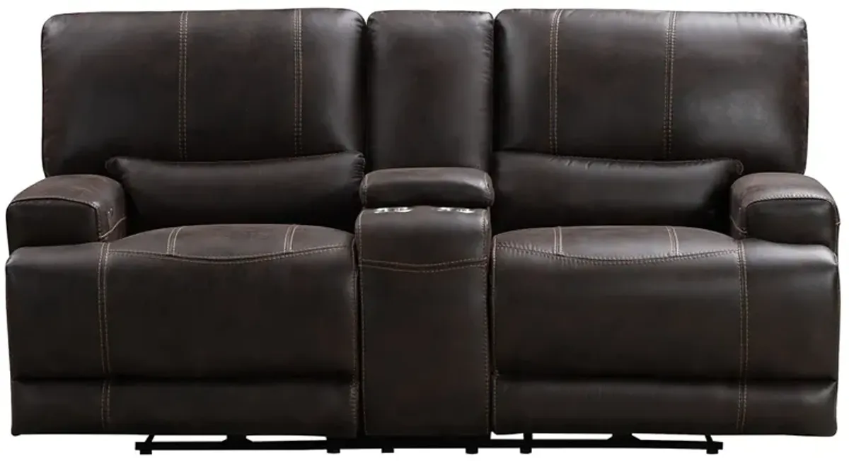 Bowery Brown Fabric Power Reclining Loveseat