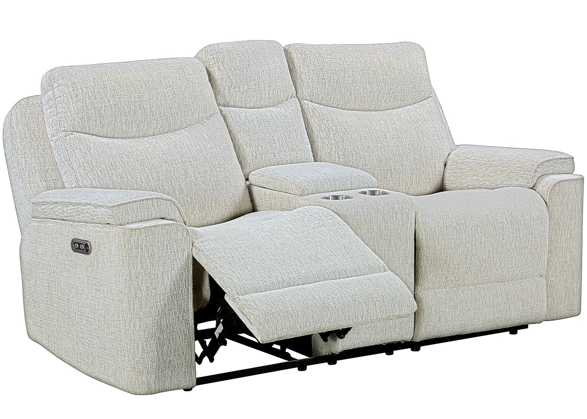 Violette White Power Reclining Console Loveseat W/ Power Headrests