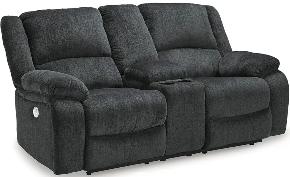 Huron Gray Power Reclining Console Loveseat