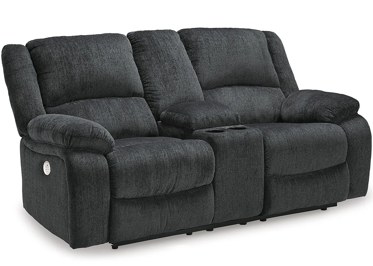 Huron Gray Power Reclining Console Loveseat